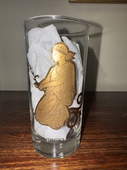 Anchor Hocking Virgo Zodiac Glass MCM Gold Gild Tom Collins Barware