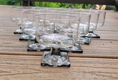 10 Federal Glass Nordic Midnight Square Base 7 Oz Cocktail Glasses Champagne Vtg