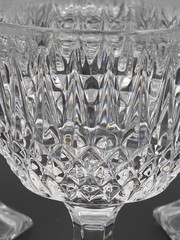 4 Fostoria Tall Crystal Sherbet Dessert Dish Cups Stratton Pattern 5 3/8″ MINT