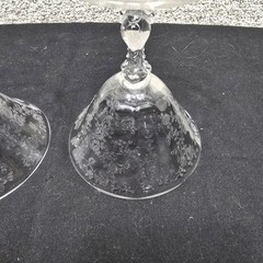 Vintage Etched Floral Crystal Cocktail Glasses Set 2 Clear Decorative Stemware