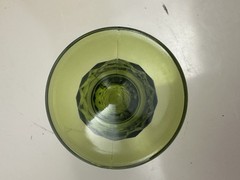 Vintage Indiana Glass Whitehall Avocado Green Cubist 12oz iced tea glass MCM
