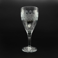 Vintage Tiffin Franciscan Scroll & Band Needle Etched 259 Water/Wine Glass