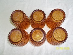 Set of 6 Vintage Amber Indiana Diamond Point Flat Tumblers 4 5/8″