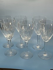 Waterford Crystal CARINA Claret Wine Glasses SET of 6 Goblets Stem 7 1/8″ Signed