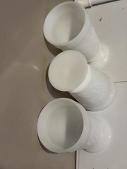 Milk Glass Anchor Hocking Grape Pattern Footed Tumblers 6.625″ Vintage Set Of 3