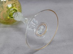 Antique Saint Louis Chartreuse Green Gilt Engraved Pattern 887 Hock Wine Glass D