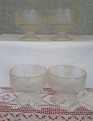 Vtg Indiana Glass Crystal Ice Sherbet Or Champagne Footed Glasses Set Of 4 MCM