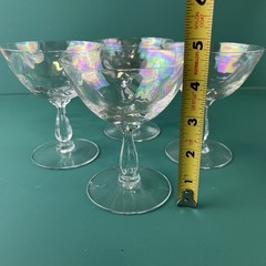 4 Fostoria Drink / Sorbet Stemmed Glasses Iridescent Delicate Classy Vtg