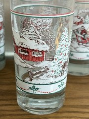 Home Interiors Christmas Winter Scene Tumbler Drinking Glasses of 6 NIB 12 oz