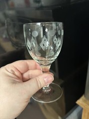 Standard Glass Co Criss Cross & Punties Etched Tall Cordial Sherry Glasses 5