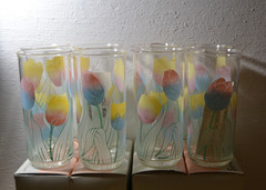 Vintage Culver Encounters Tulips Acrylic Drinking Glasses Lot of 8 Cottage Core