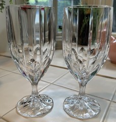 Mikasa Berkeley Crystal Water Goblets Vertical Cut Design Set of 2