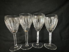 4 Waterford Carina Crystal 7 1/8″ Wine Glasses 2 3/4″ Diameter