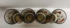 Mid Century Modern Monarch Butterfly & Wheat 6oz Juice Glass Set Of 4 1970’s