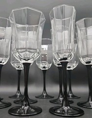 13-Arcoroc Luminarc Octime Black Stemmed Wine Glasses & Champagne Flutes France