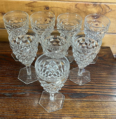 Vintage Fostoria AMERICAN Clear #2056 9oz Water Goblet Glasses 6 7/8″ Set of 8