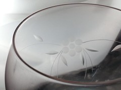 Vintage Pink Etched Floral Wine Glasses Set of 3 Clear Stem Rose Tinted Glass