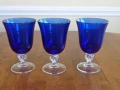 CRISTAL D’ARQUES CASUAL SETTING SAPPHIRE WATER GOBLETS LOT OF 3