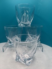 4 Mikasa Motion Crystal Old Fashioned Tumblers Twist Design
