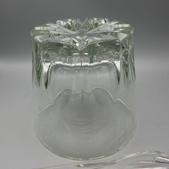 Vintage Crystal Style Ice Bucket Small Etched Glass Starburst Base Barware 5.5″