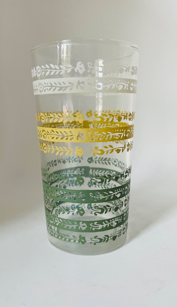 MCM CONTINENTAL CAN COMPANY Green Yellow White HIGHBALL GLASS – 1