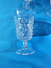 Set of 4 Fostoria Glass AMERICAN Water Footed Glasses Optic Cube