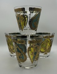 Georges Briard MCM 22k Gold Signed Spade Glasses Set of 4 Double Shot