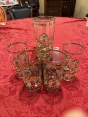 Amazing Culver 22k Gold Mushroom Highball Glasses Set/5 MCM Vintage Signed Rare