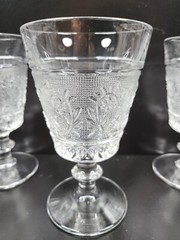 12 Duncan Miller Sandwich Clear 8 Oz Water Goblets Set Vintage Scroll Etched MCM