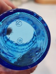 Set Of 2 Vintage Wheaton Blue Juice Glasses Sun Leaf Snowflake Sunflower