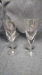 Daum France Modele Corail Pair champagne glasses Goblet Clear Made in France