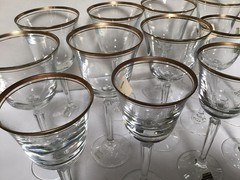 Vintage Set of 13 Mikasa Gilded Edge Crystal Goblet Wine Glass Clear Barware
