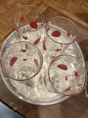 Vintage MCM Red Polka Dot + Stars Vintage Cocktail Glasses or Barware – PRISTINE