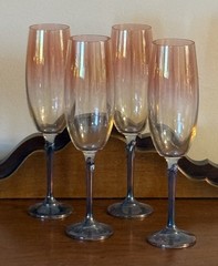 4 Vintage Brigitte by Colony Hand Blown Crystal Champagne Flutes Retired 6.3 oz