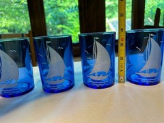 Vintage Hazel Atlas Cobalt Blue White Sailboats Featured on I Love Lucy Show
