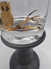Culver Glass Signed Vintage OWLS One (1) 4″ Tall Double Old Fashioned Tumbler FC