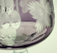 VINTAGE Nachtmann Traube Cut to Clear Crystal Wine Glasses Purple Green