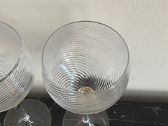 Murano Salviati Moretti Venetian 3 Hand Blown Swirl Gold Flake Wine Glasses