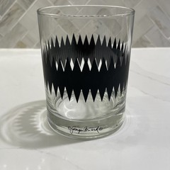 Vintage Georges Briard Double Old Fashioned Whiskey Glass Black Zig Zag Gorgeous