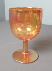 Vintage Marigold Orange Iridescent Carnival Glass Footed Goblet – h4 sb