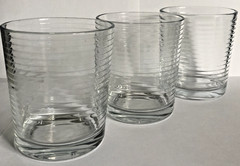 Vintage Pasabahce Doro Double Old Fashioned 4″ Clear Glass Ribbed Lines 12 Oz