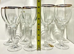 SCHOTT-ZWIESEL 8 CONCORD GOLD 4)WATER GOBLETS,4)Wine Glasses w Box,Germany 91-94