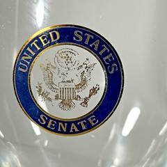 RARE United States Senate Wine Glass Emblem Gold Blue Glasses 7″ Lot Pair of 2
