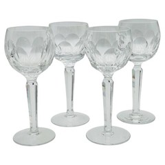 Waterford SHEILA 7 3/8” Crystal Wine Hock Glasses Set Of 4 VINTAGE