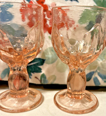 Franciscan Cabaret Pink Wine Glasses 5-1/2” Set of 3 Blush Rosé Stemware