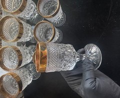 Set of 8 Anchor Hocking Wexford Gold Rim Wine or Water Glass Goblets.