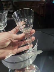 Wine / Cocktail Glasses Antique crystal Bubble stem Flute panel cut thumbprints