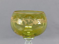 Antique Saint Louis Chartreuse Green Gilt Engraved Pattern 887 Hock Wine Glass D