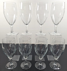 8 Princess House Heritage Iced Tea Set 15 Oz Goblet Floral Etch Cut Stemware Lot