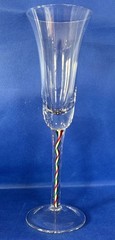 Pier 1 Candy Ribbon Twist Stem Champagne Flute 9 3/4”T Red Green Clear Flaired